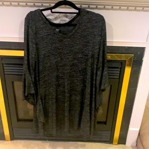 Charcoal tunic v-neck top with bell sleeves